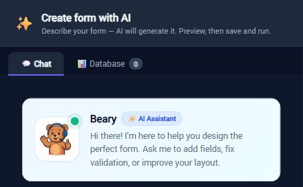 MegaForm AI Assistant with Chat and Database tools