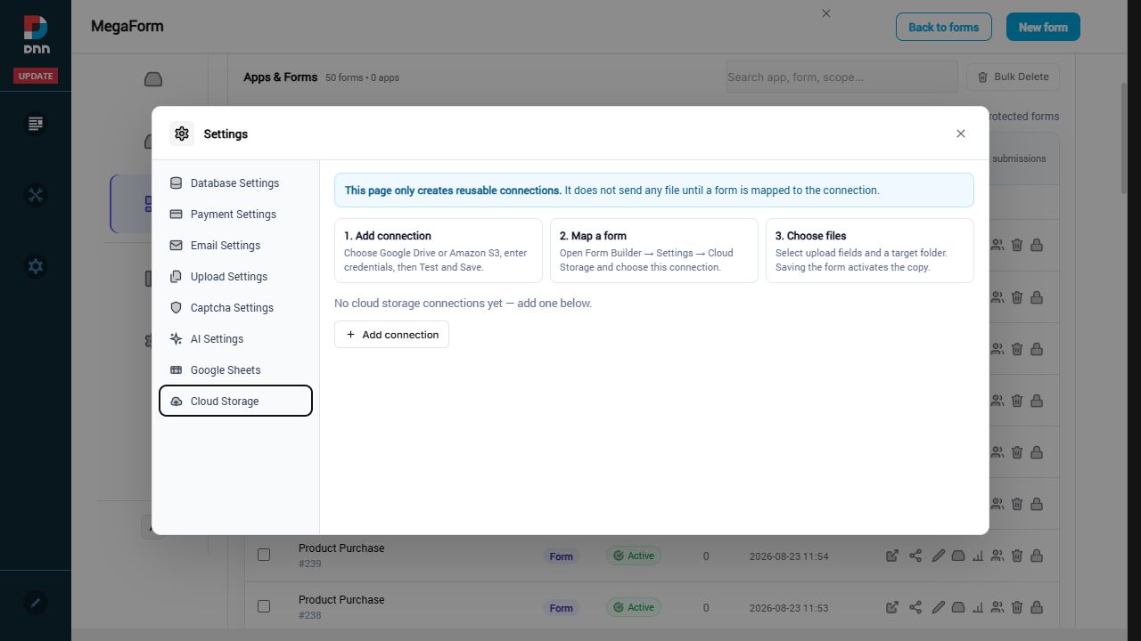 Cloud Storage connections are optional post-submit copies