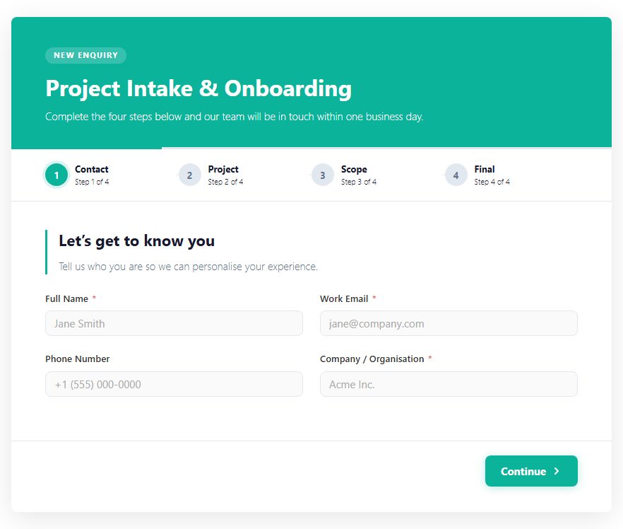 Project Intake & Onboarding