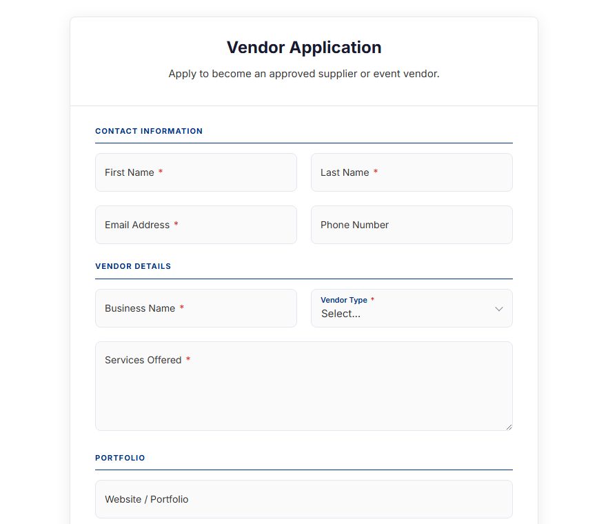 Vendor Application