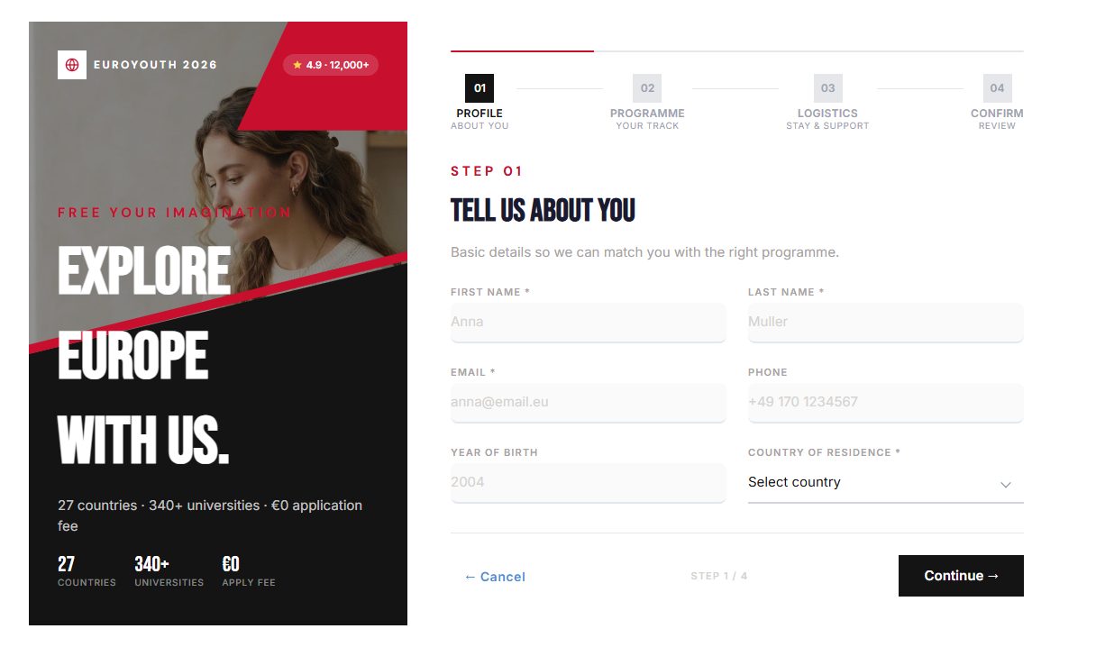 EuroYouth — Brochure Skin