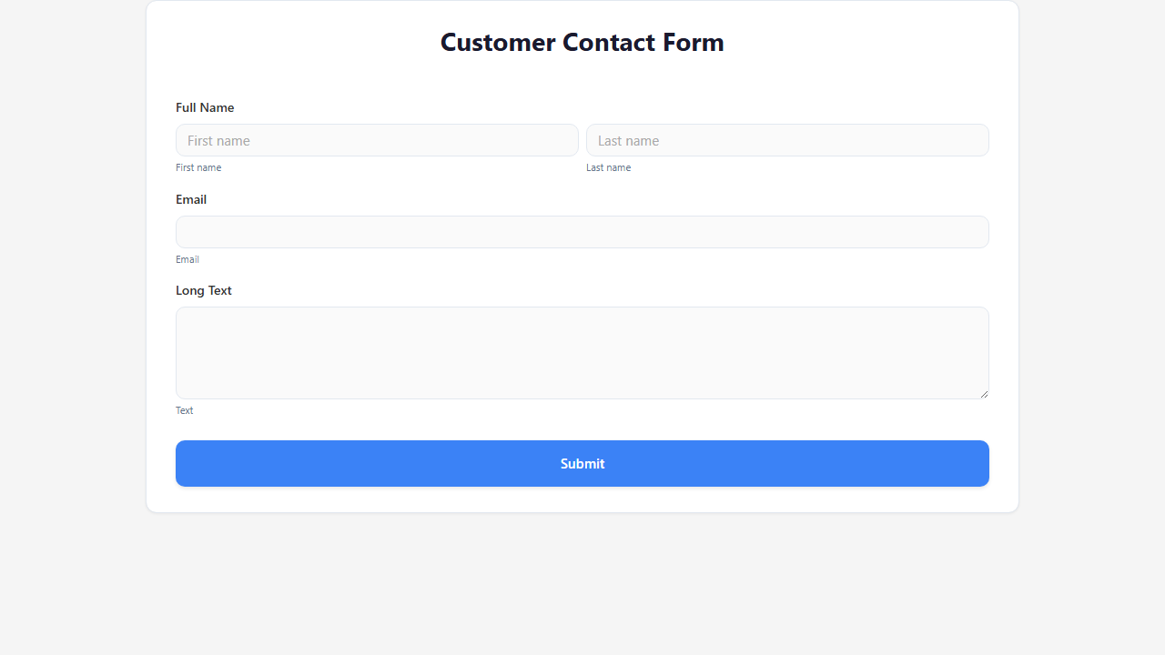 A plain MegaForm contact form with default styling