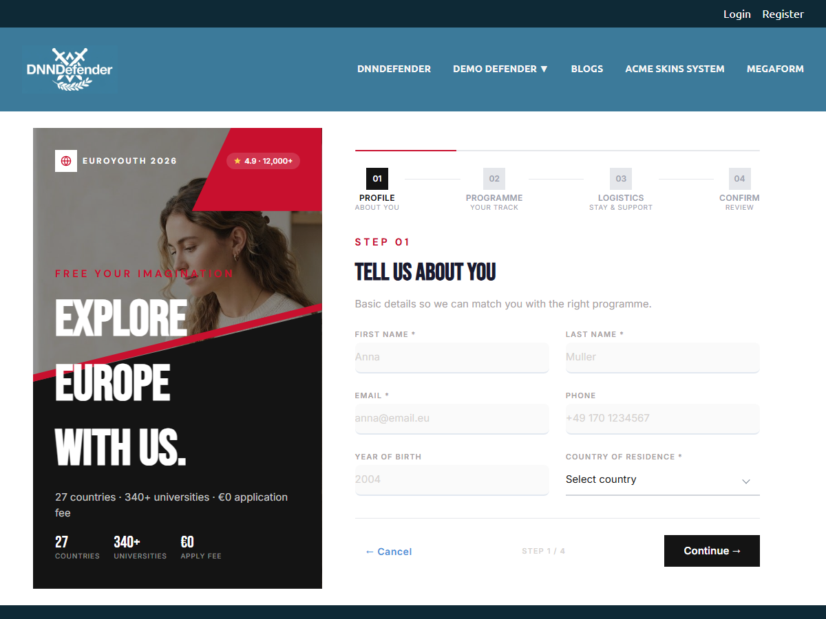 EuroYouth Brochure Application