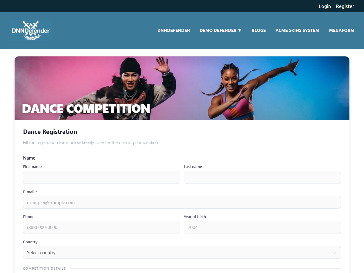 Dance Competition Registration