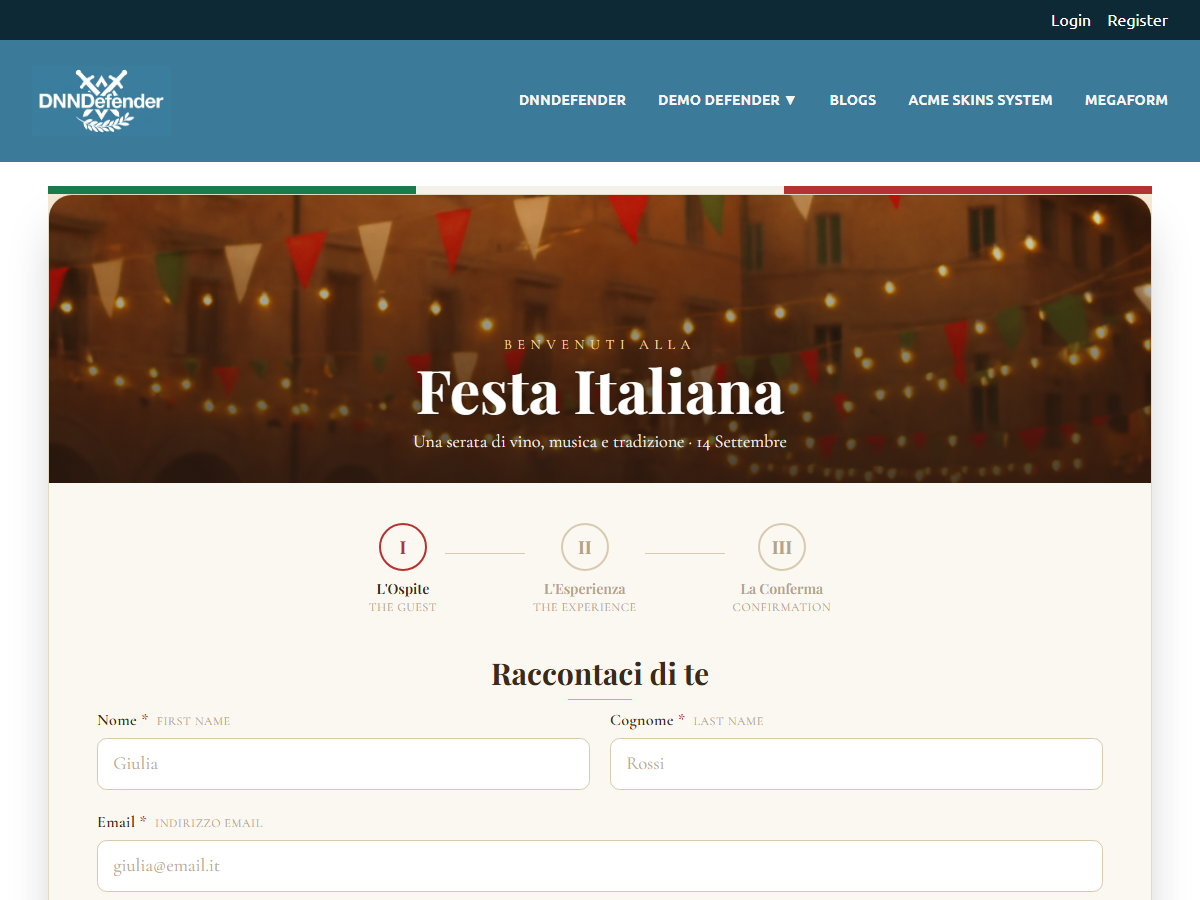 Festa Italiana — Iscrizione