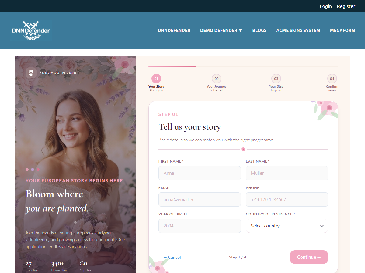 EuroYouth Floral Application