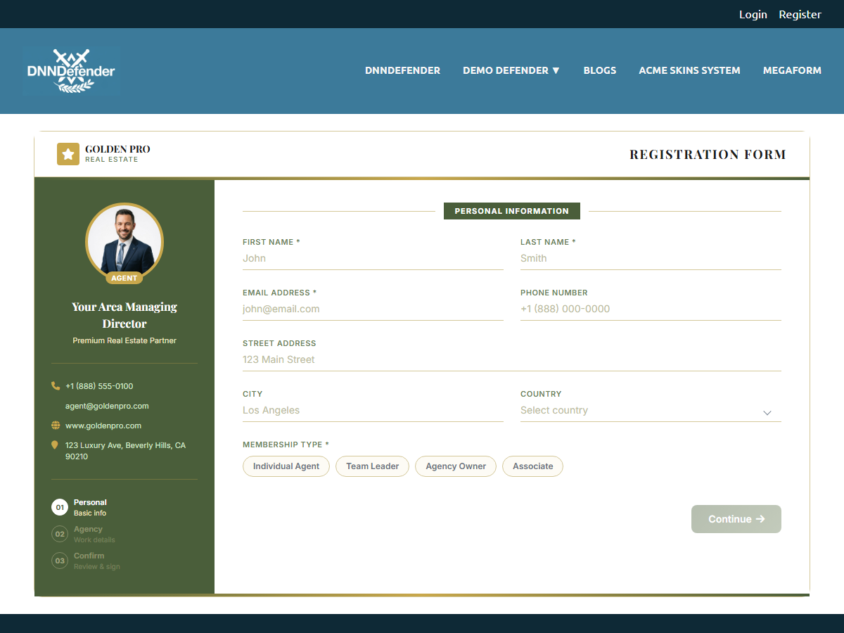 Golden Pro — Real Estate Agent Registration