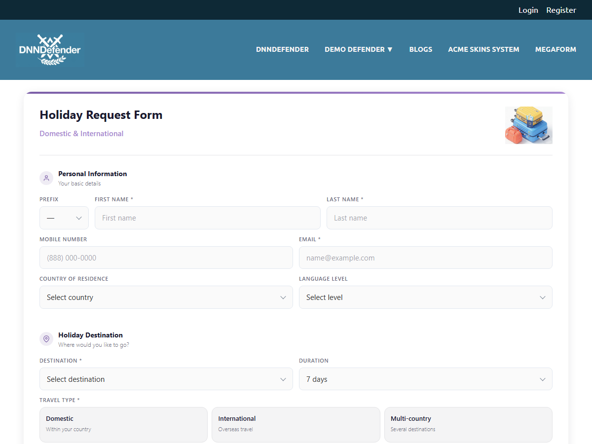 Holiday Request Form