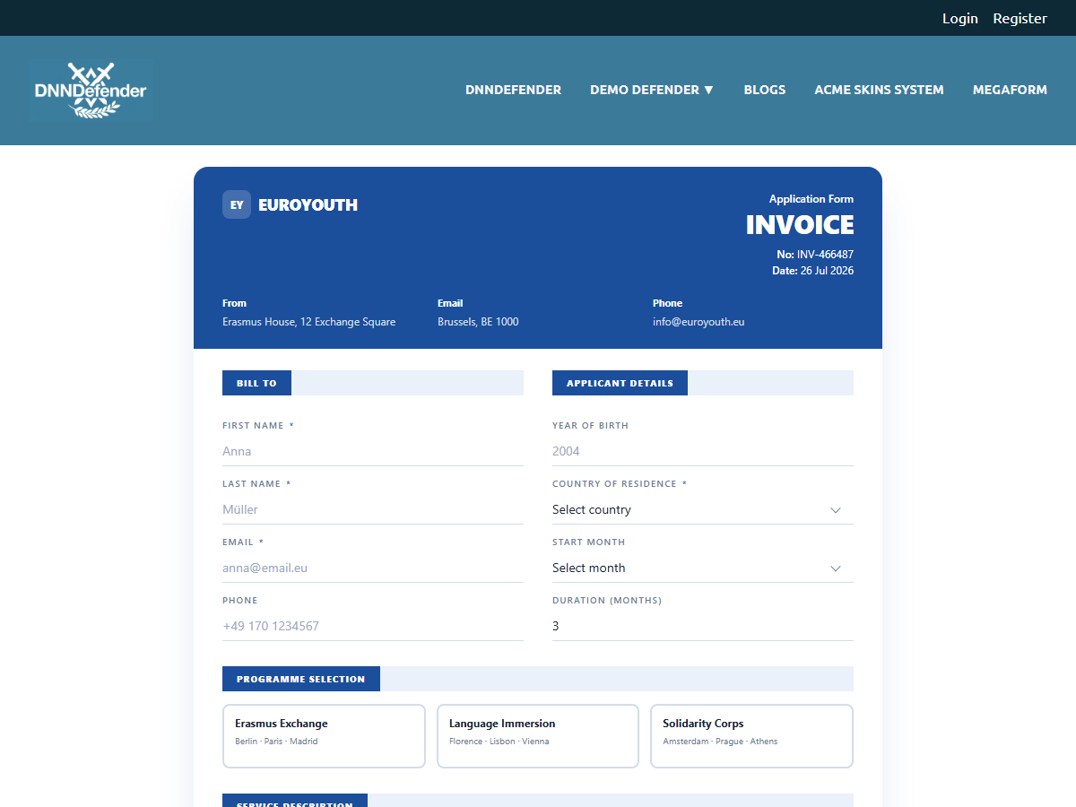 Invoice Blue — Programme Application