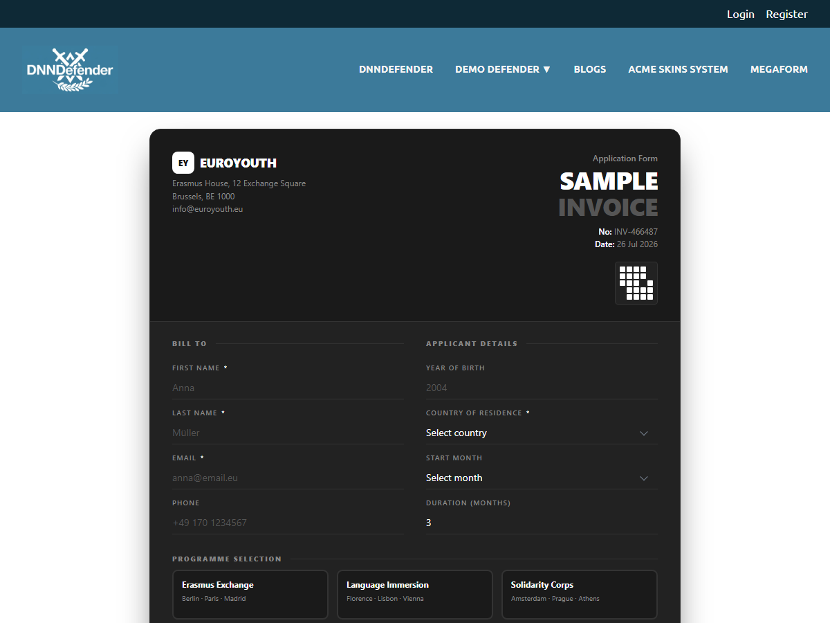Invoice Dark — Programme Application