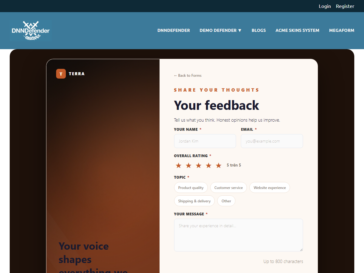 Terracotta Product Feedback