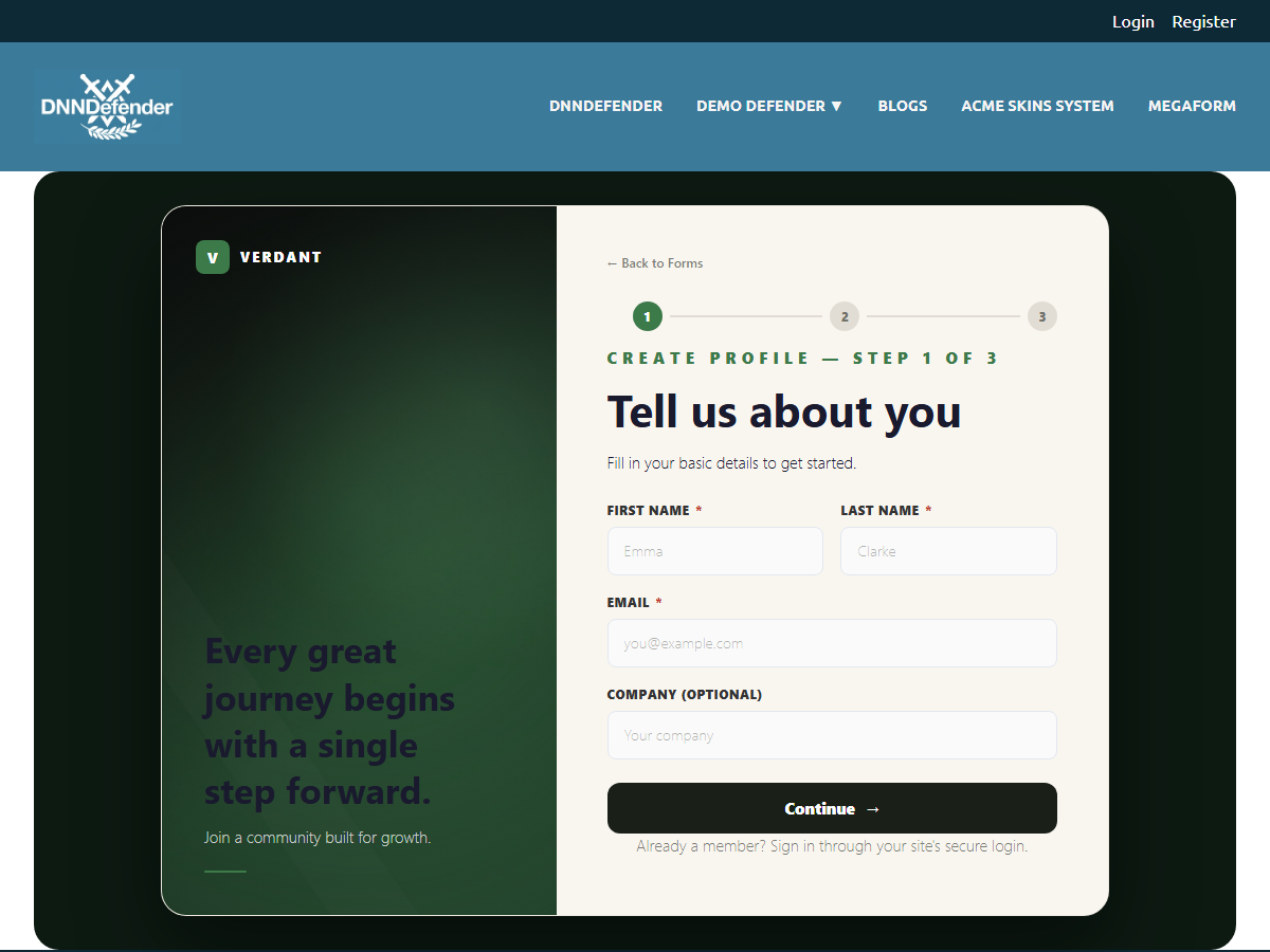 Verdant Member Registration