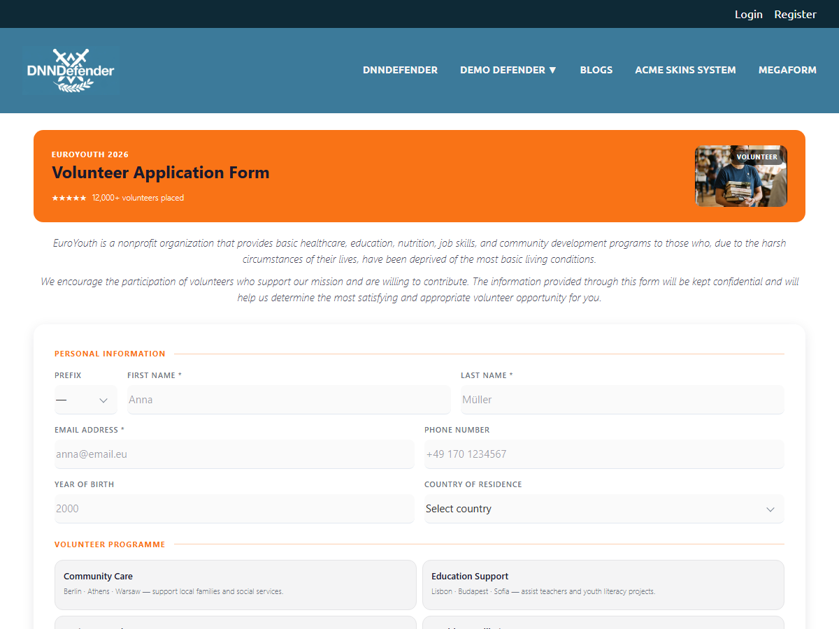 Volunteer Application Form