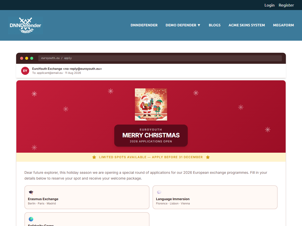 EuroYouth Christmas — 2026 Applications