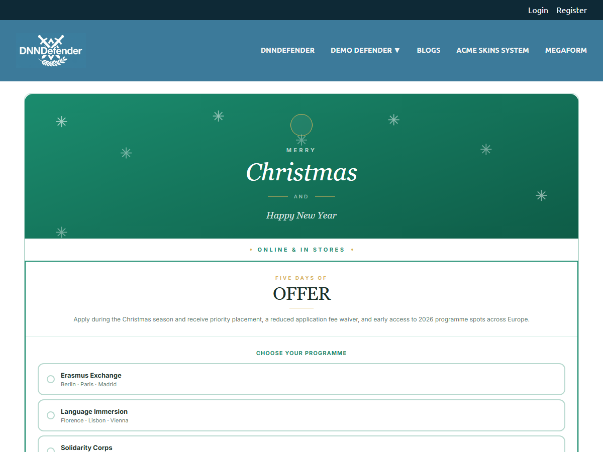 Christmas Offer — EuroYouth Application